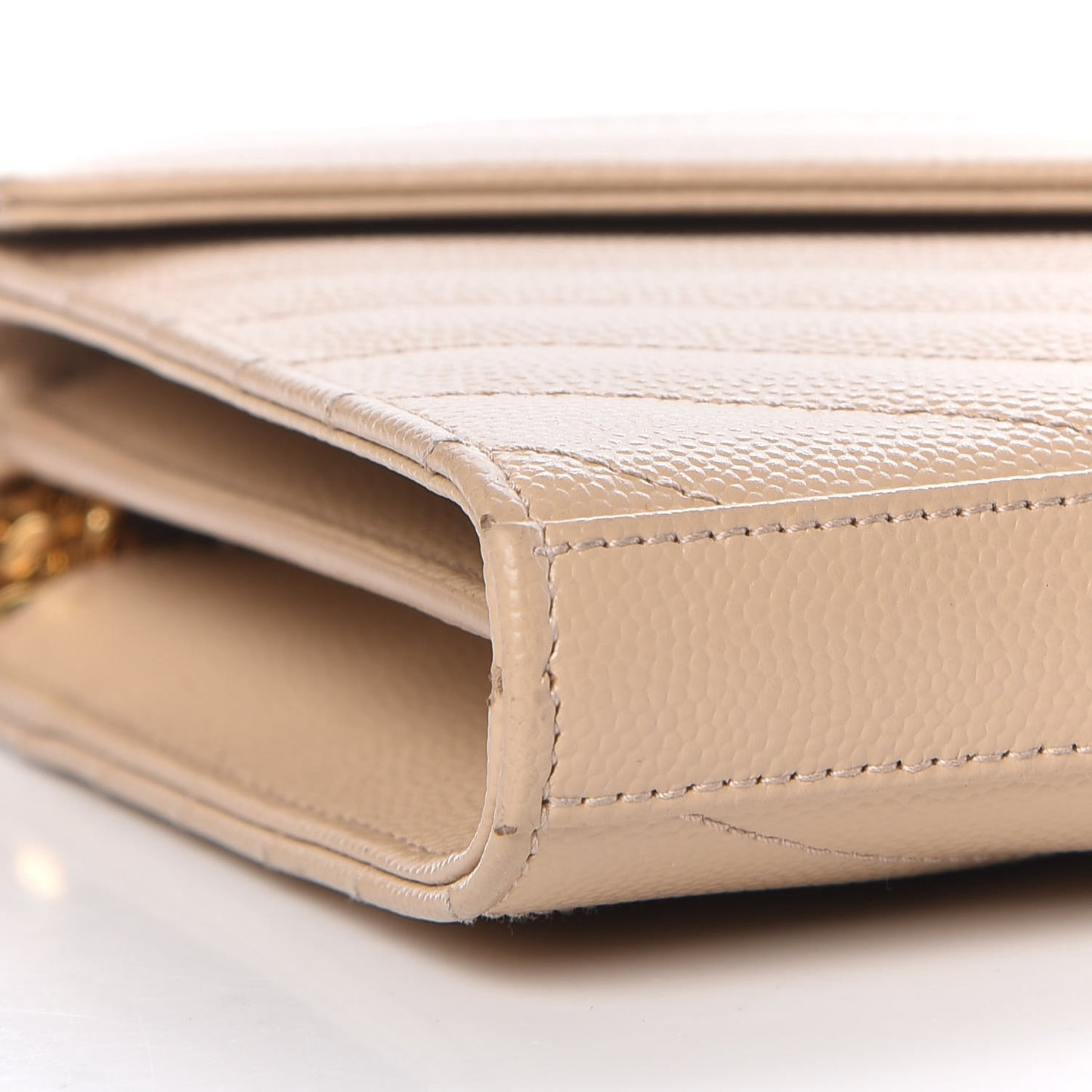 Grain De Poudre Matelasse Chevron Monogram Chain Wallet Nude Powder