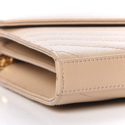 Saint Laurent Grain De Poudre Matelasse Chevron Monogram Chain Wallet Nude Powder 9 of 16