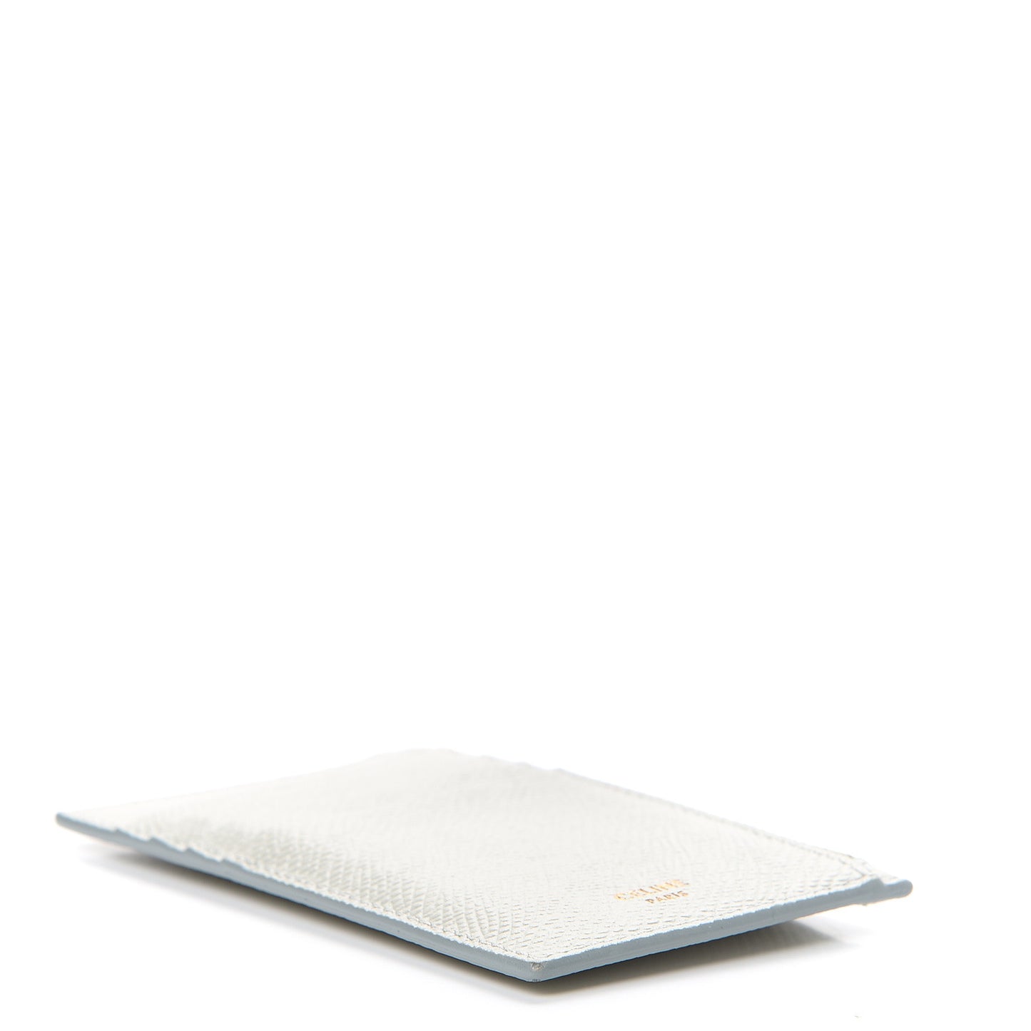 Grained Calfskin Zipped Card Holder Vert D’eau