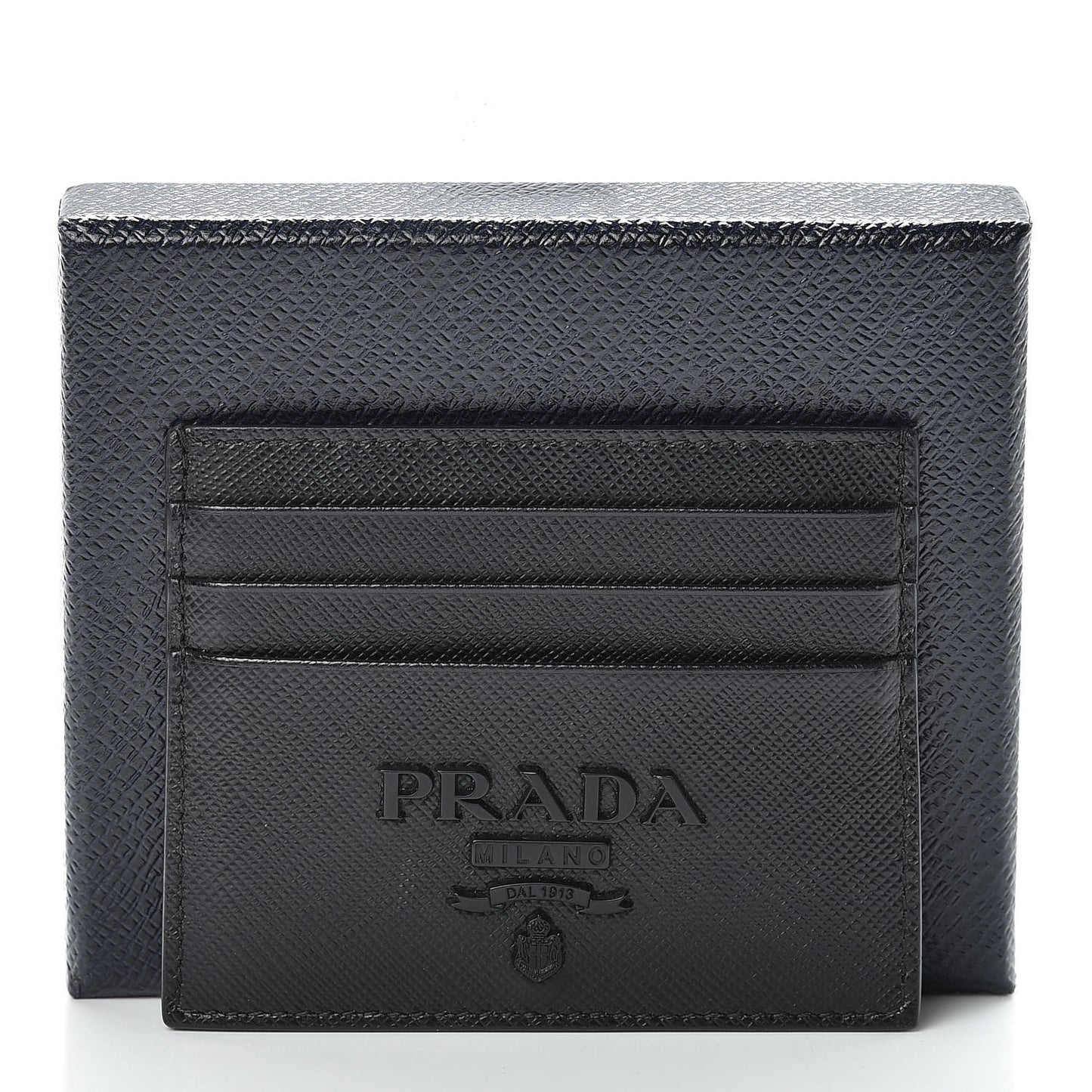 Saffiano Shine Monochrome Card Holder Black
