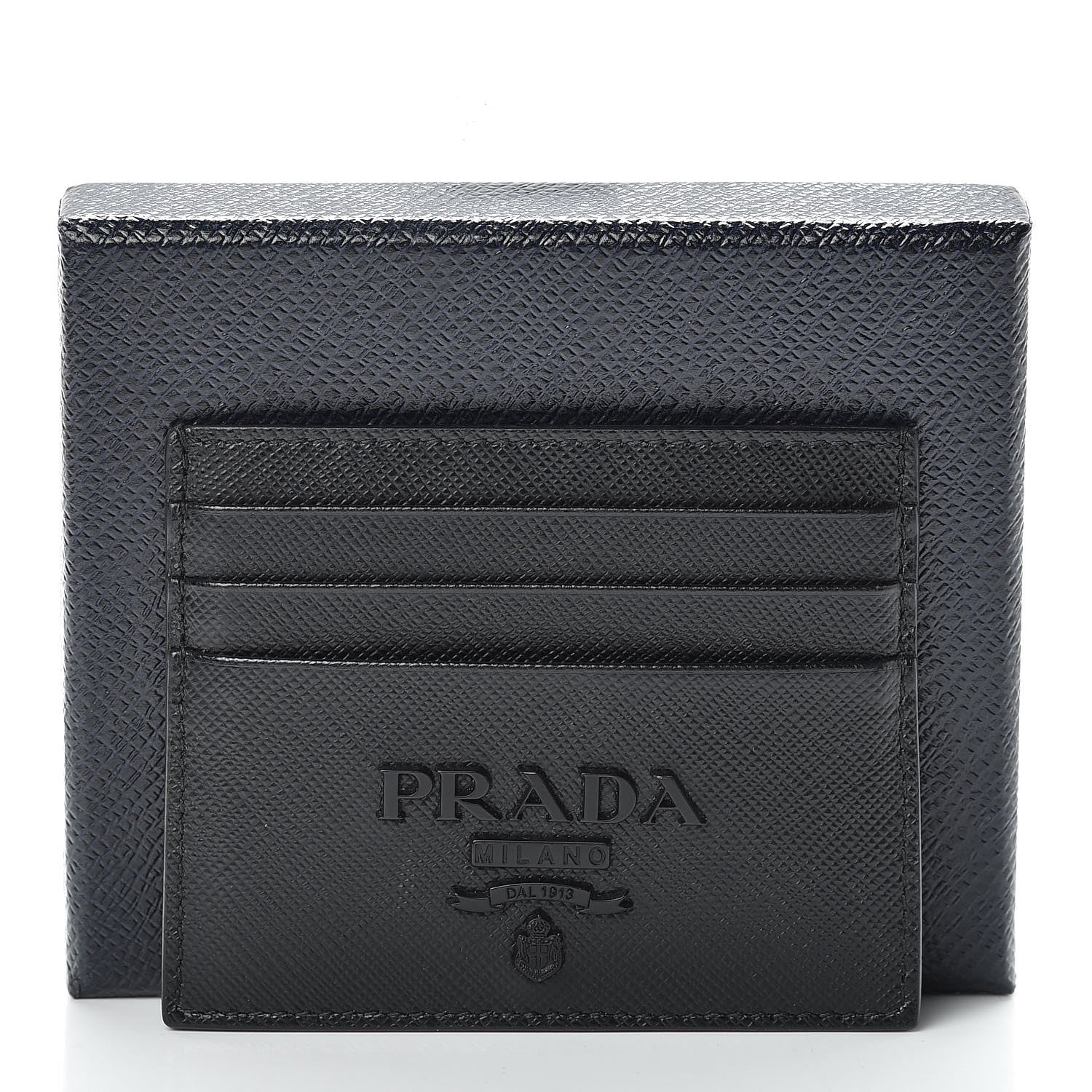 Prada Saffiano Shine Monochrome Card Holder Black 9 of 9