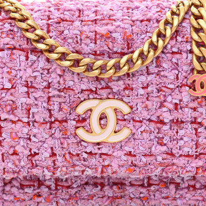 Chanel Tweed Enamel Quilted Pending CC Mini Wallet On Chain WOC Pink Purple 9 of 12