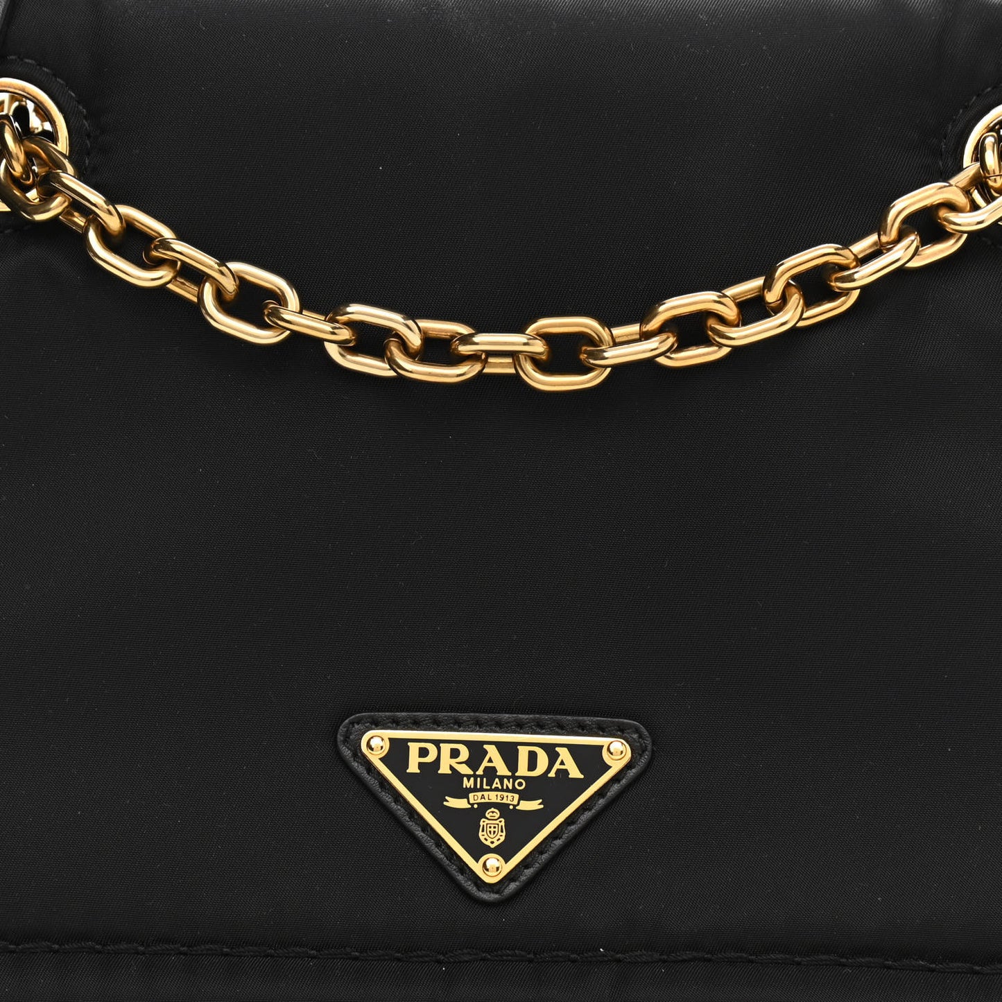 Tessuto Nylon Padded Chain Shoulder Bag Black