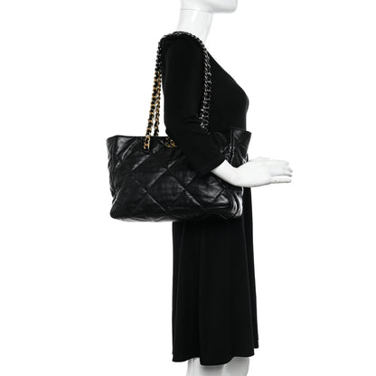 Chanel Lambskin Quilted Chanel 19 East West Shopping Bag Black 2 of 10