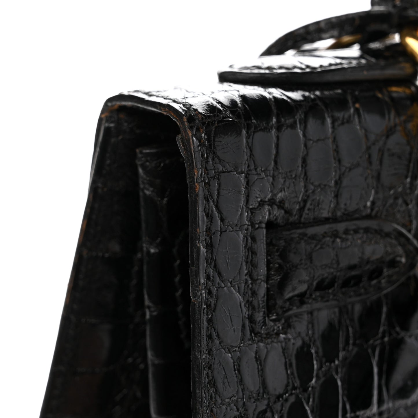 Shiny Alligator Kelly Sellier 32 Black