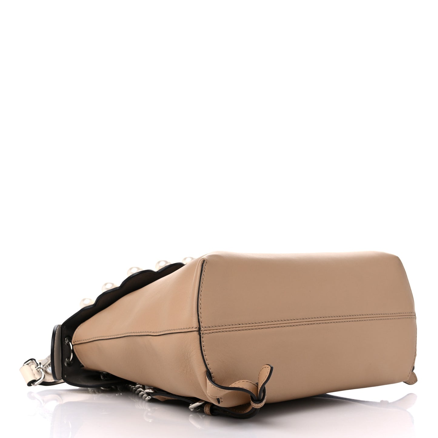 Vitello Century Pearl Bi-Color Scalloped Back to School Backpack Cuoio Camelia