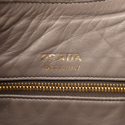 Prada Vitello Daino Soft Large Zippered Messenger Hobo Argilla 6 of 12
