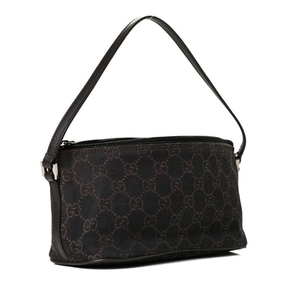 Gucci Denim Monogram Boat Pochette Dark Brown 2 of 7
