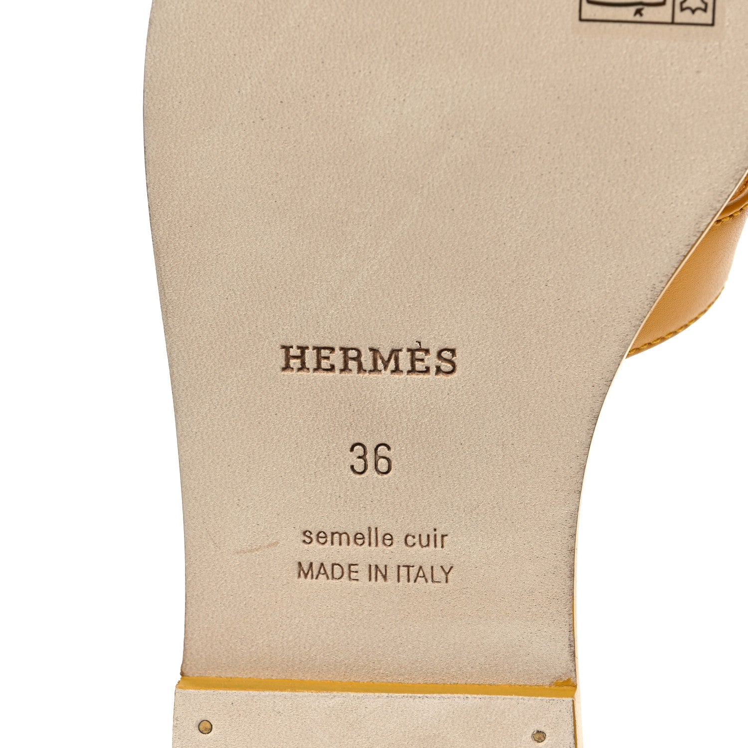 Hermes Calfskin Oran Sandals 36 Jaune Topaze 6 of 9