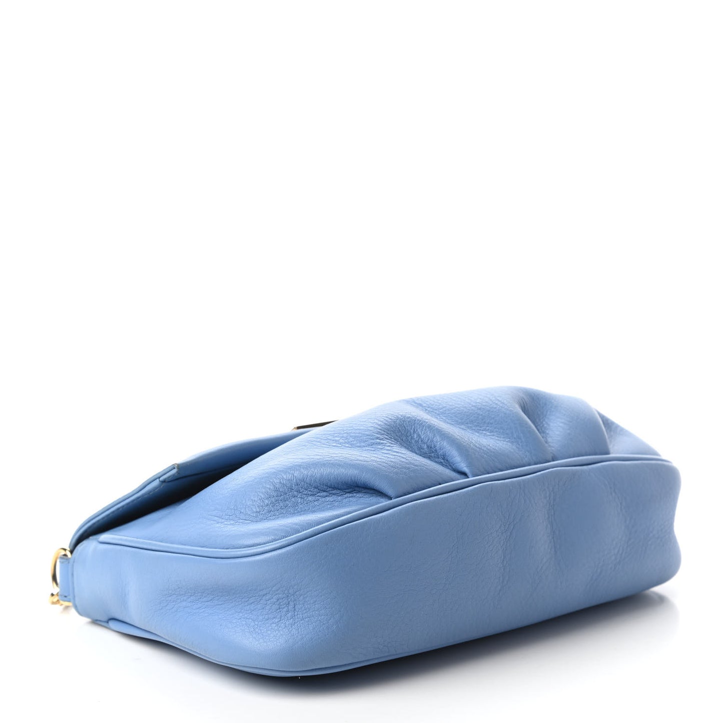 Vitello Flamingo Enamel Fendista Pouchette Crossbody Blue