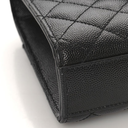 Saint Laurent Grain De Poudre Textured Mixed Matelasse Triquilt Small Monogram Satchel Black 8 of 9