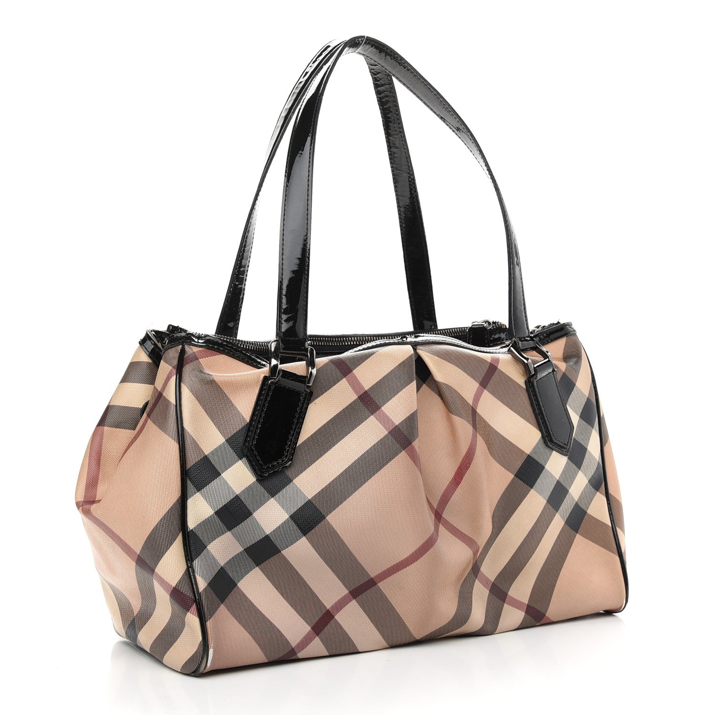 Patent Trim Supernova Check Medium Melbury Tote Black