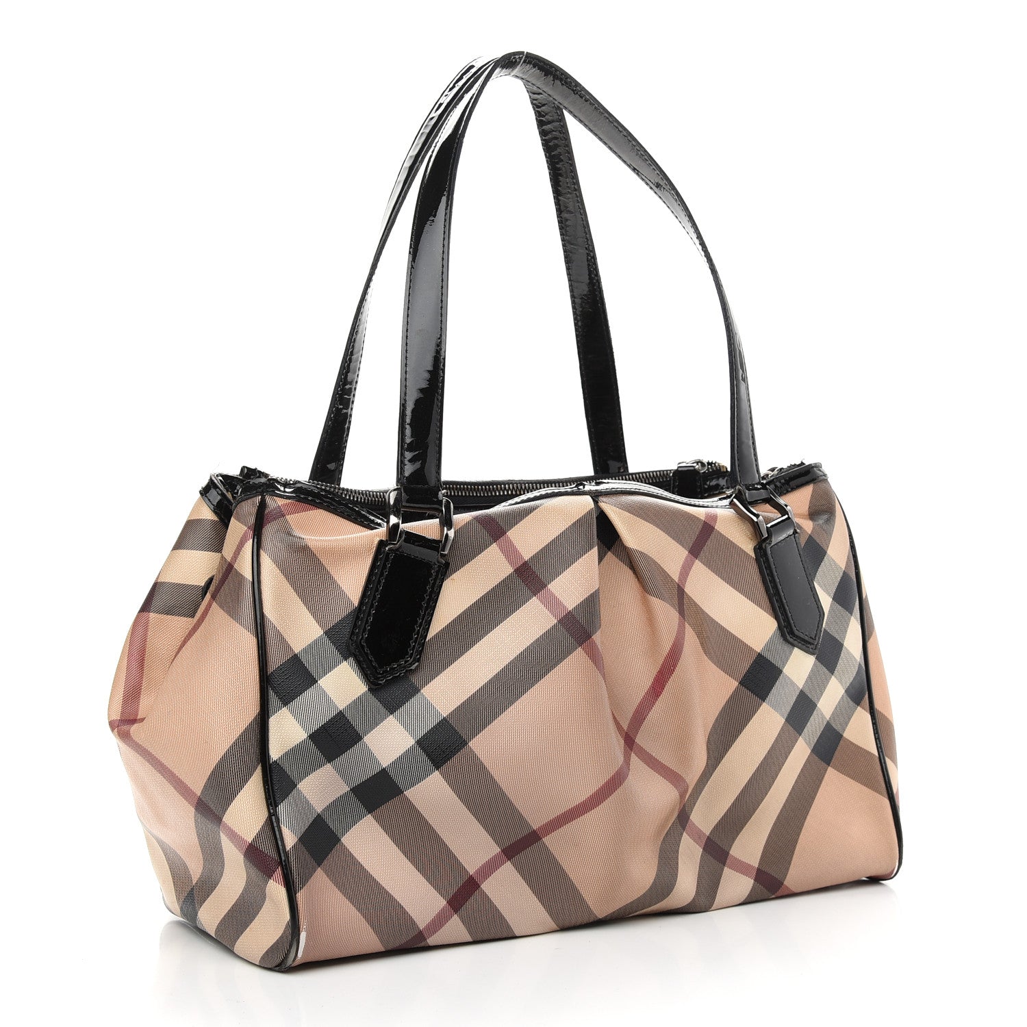 Burberry Patent Trim Supernova Check Medium Melbury Tote Black 3 of 14
