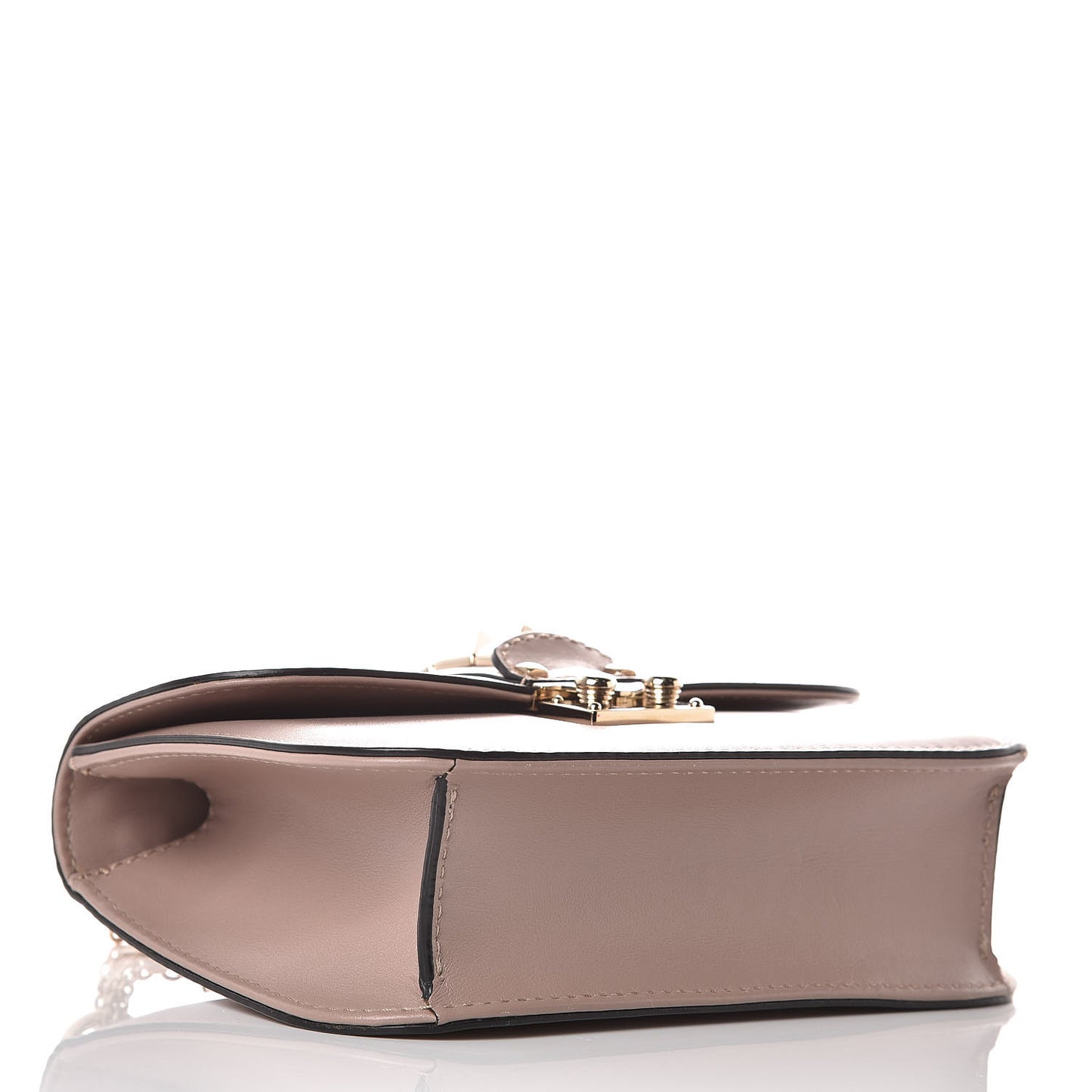 Vitello Small Glam Lock Rockstud Flap Poudre
