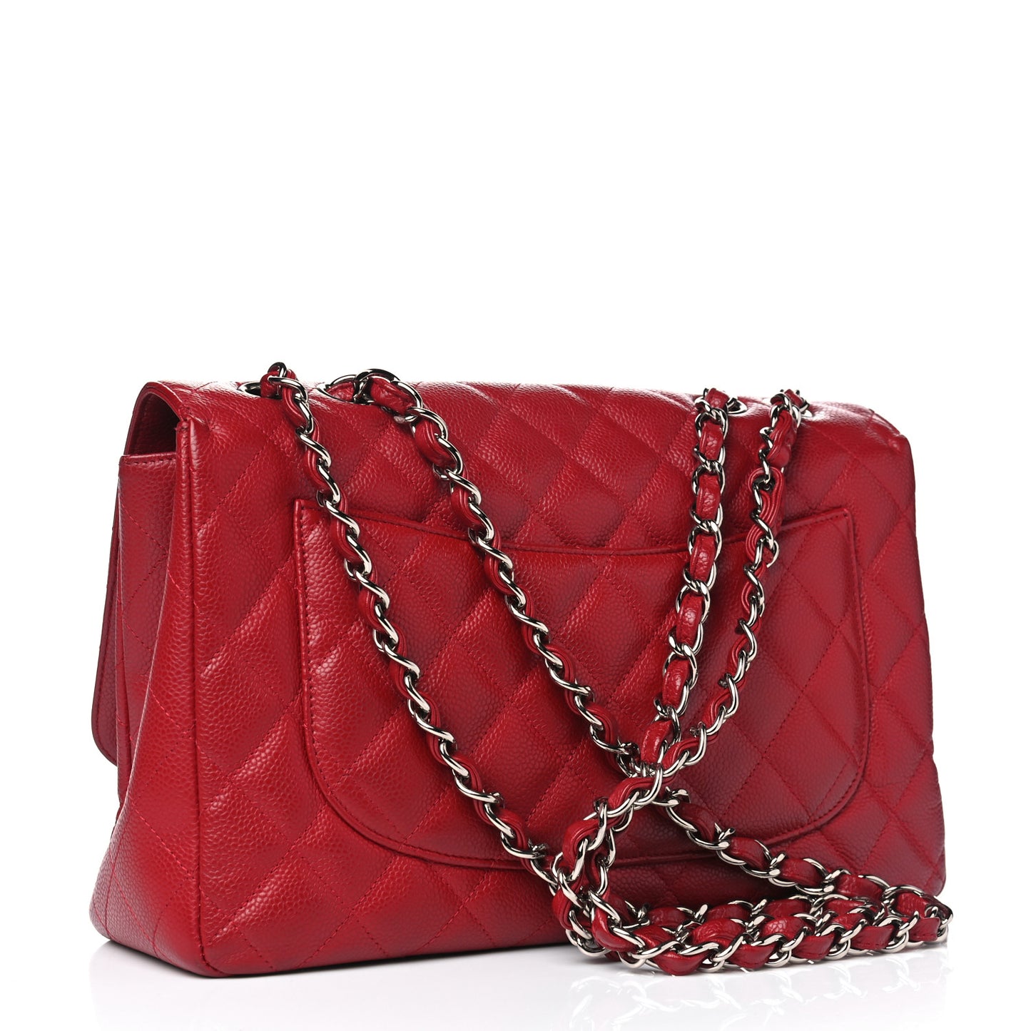 Caviar Quilted Jumbo Single Flap Red