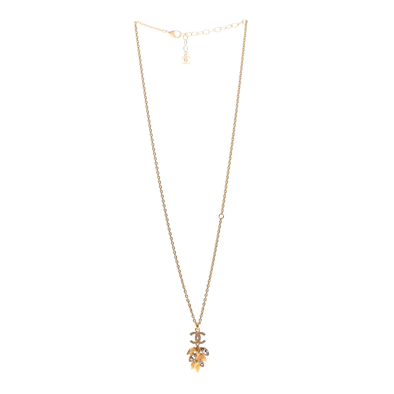 Chanel Crystal Sparkling Wheat CC Necklace Gold 3 of 5