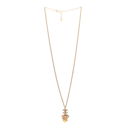 Chanel Crystal Sparkling Wheat CC Necklace Gold 3 of 5