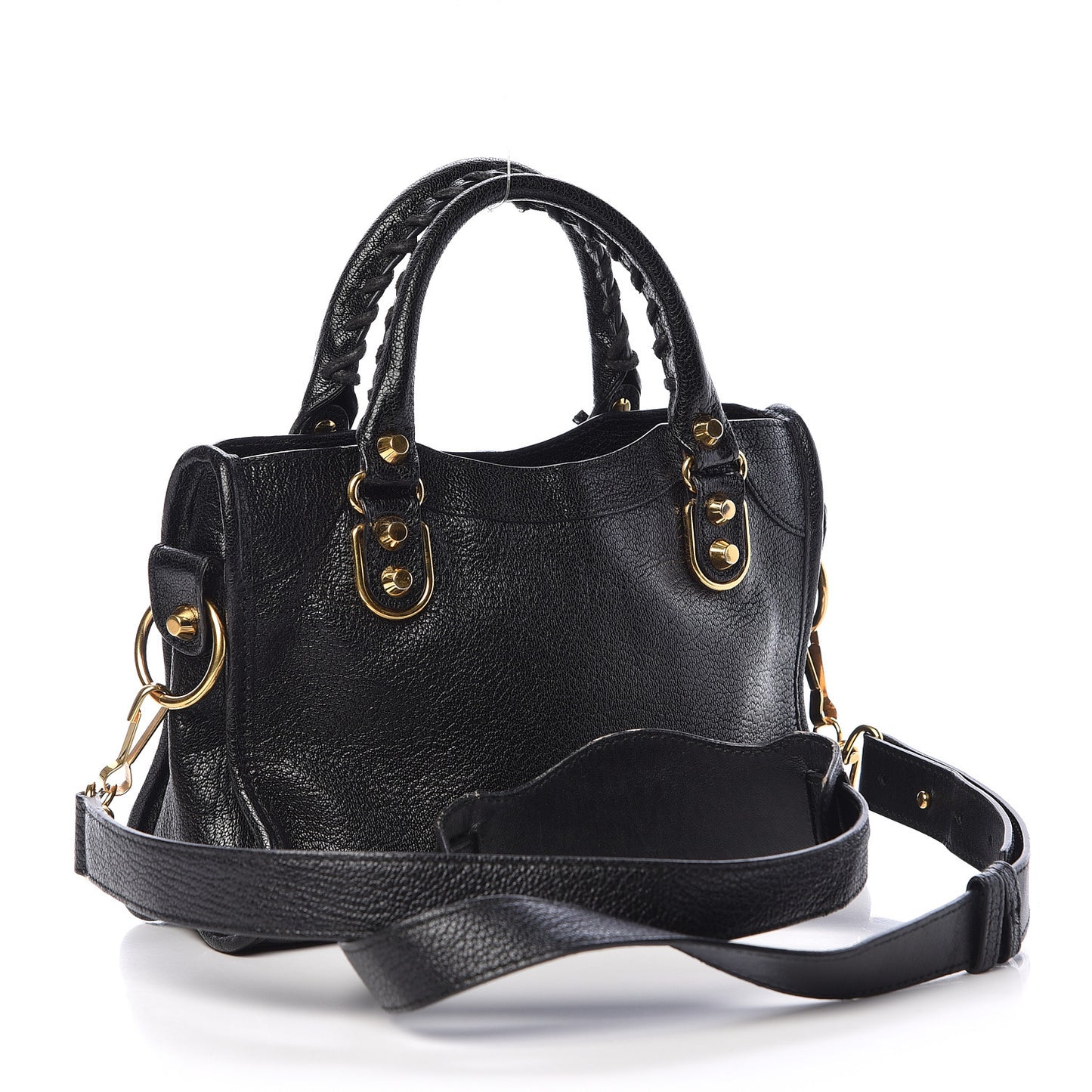 Chevre Gold Metallic Edge Hardware Mini City Black