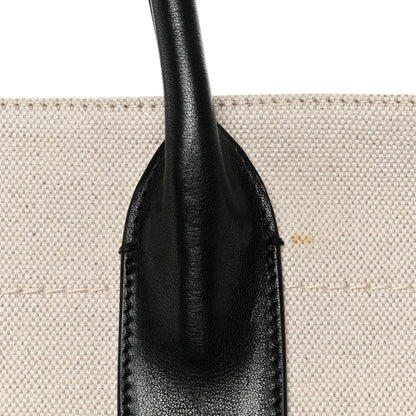 Saint Laurent Linen Calfskin Rive Gauche Tote White Black 10 of 10