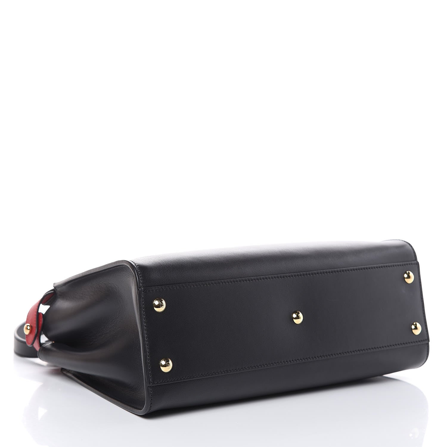 Fendi Vitello Seta Century Nappa Medium Peekaboo Iconic Defender Satchel Black Fragola Maya 5 of 16