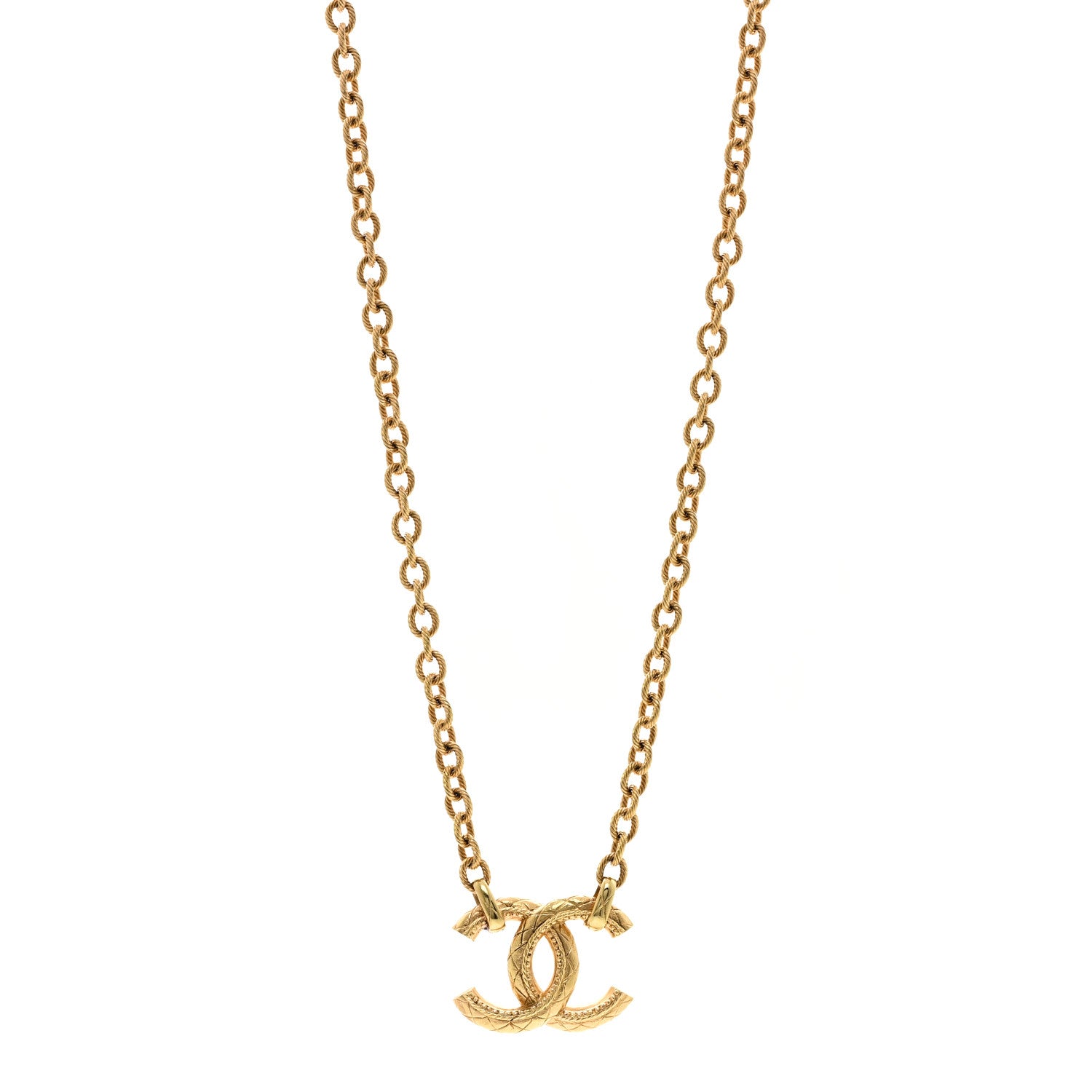 Chanel Metal Quilted CC Necklace Gold 1 of 5