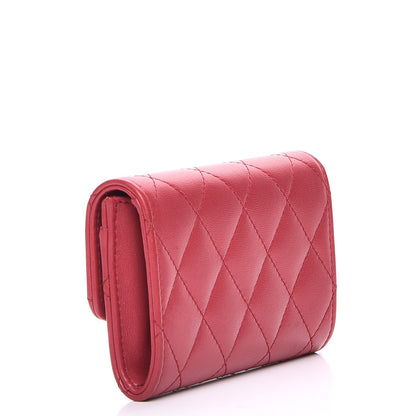 Chanel Lambskin Quilted Flap Card Holder Dark Pink 3 of 9
