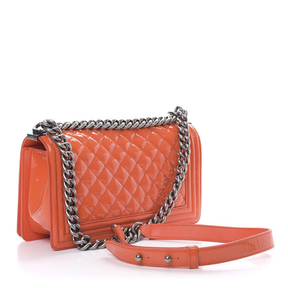 Chanel Patent Quilted Medium Boy Flap Orange 4 of 17