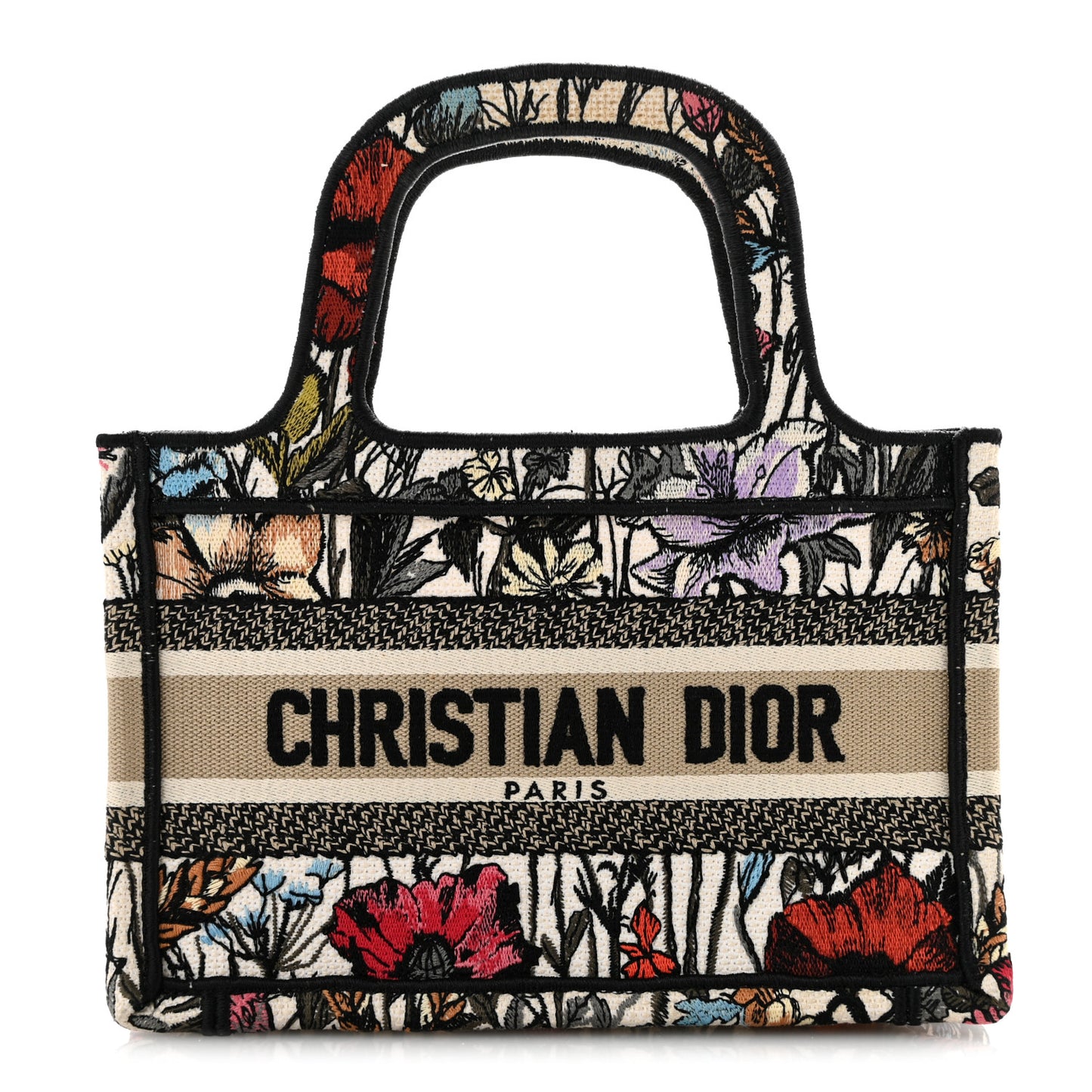 Canvas Embroidered Mille Fleurs Mini Book Tote Multicolor