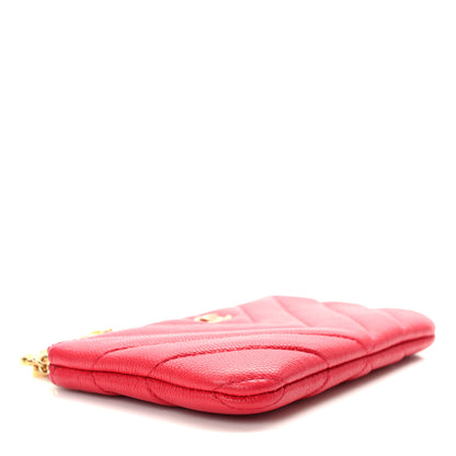 Chanel Caviar Chevron Quilted Small Ancient Greek Charms Cosmetic Case Red 4 of 11