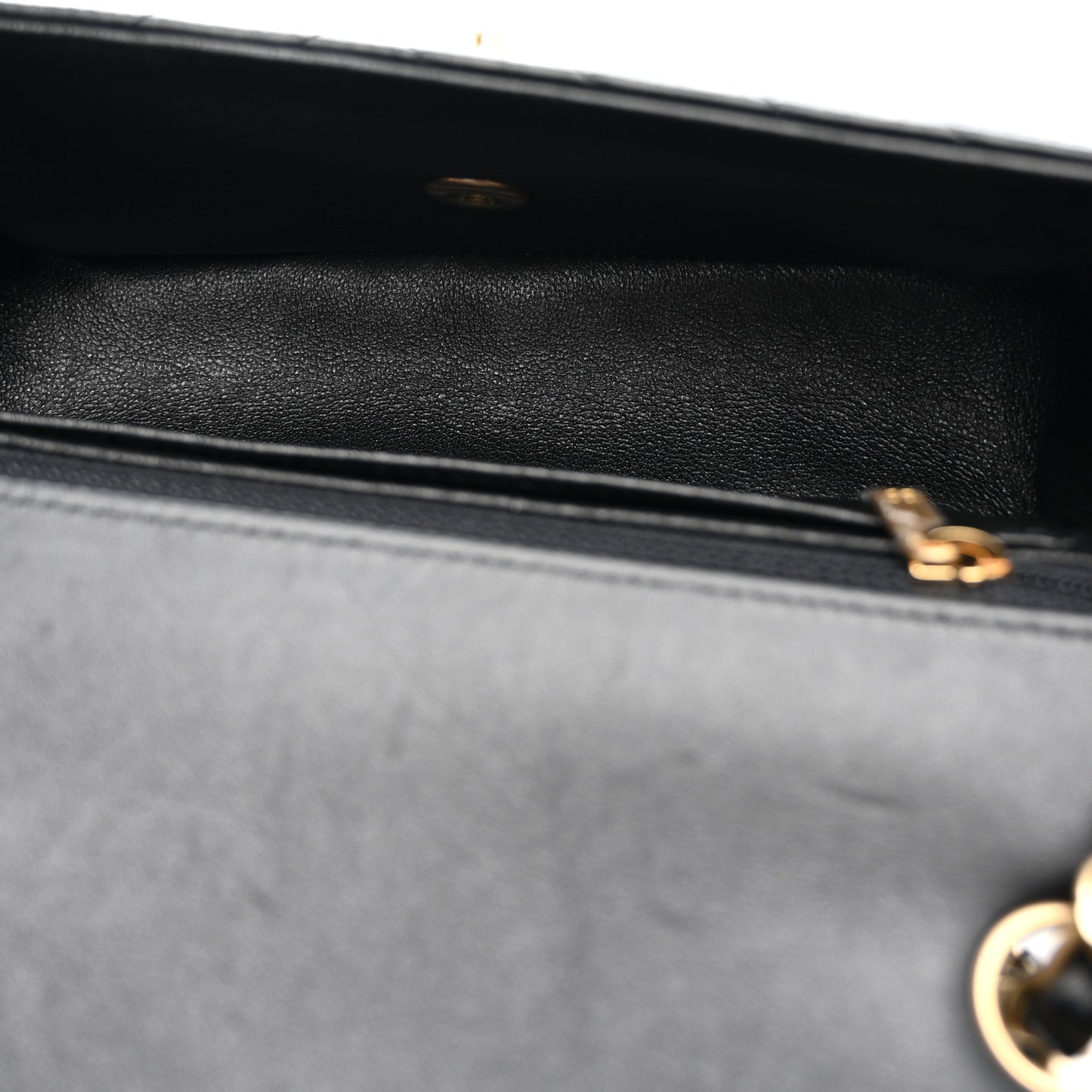 Lambskin Chevron Quilted Mini Rectangular Flap Black