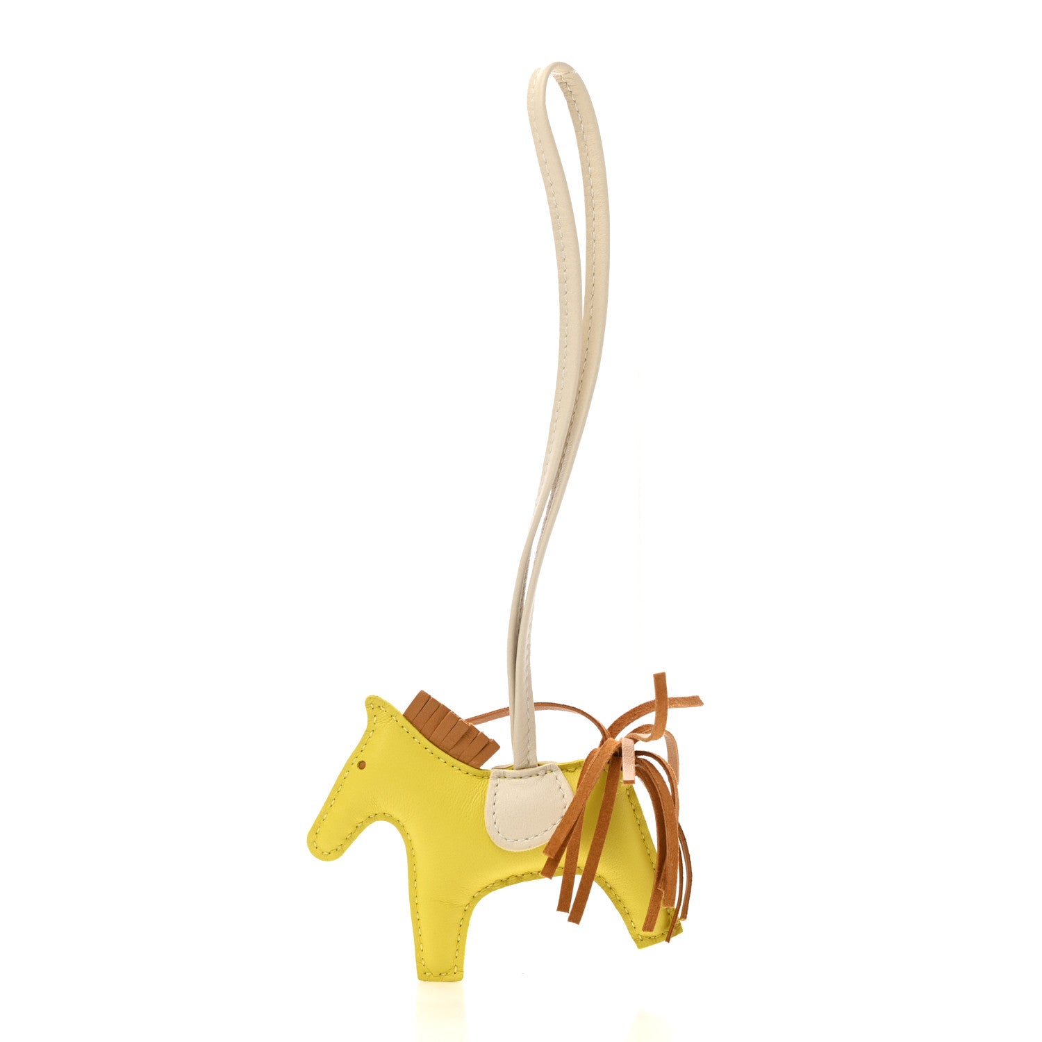 Hermes Milo Lambskin Grigri Rodeo Horse Bag Charm PM Lime Sesame Craie 1 of 4