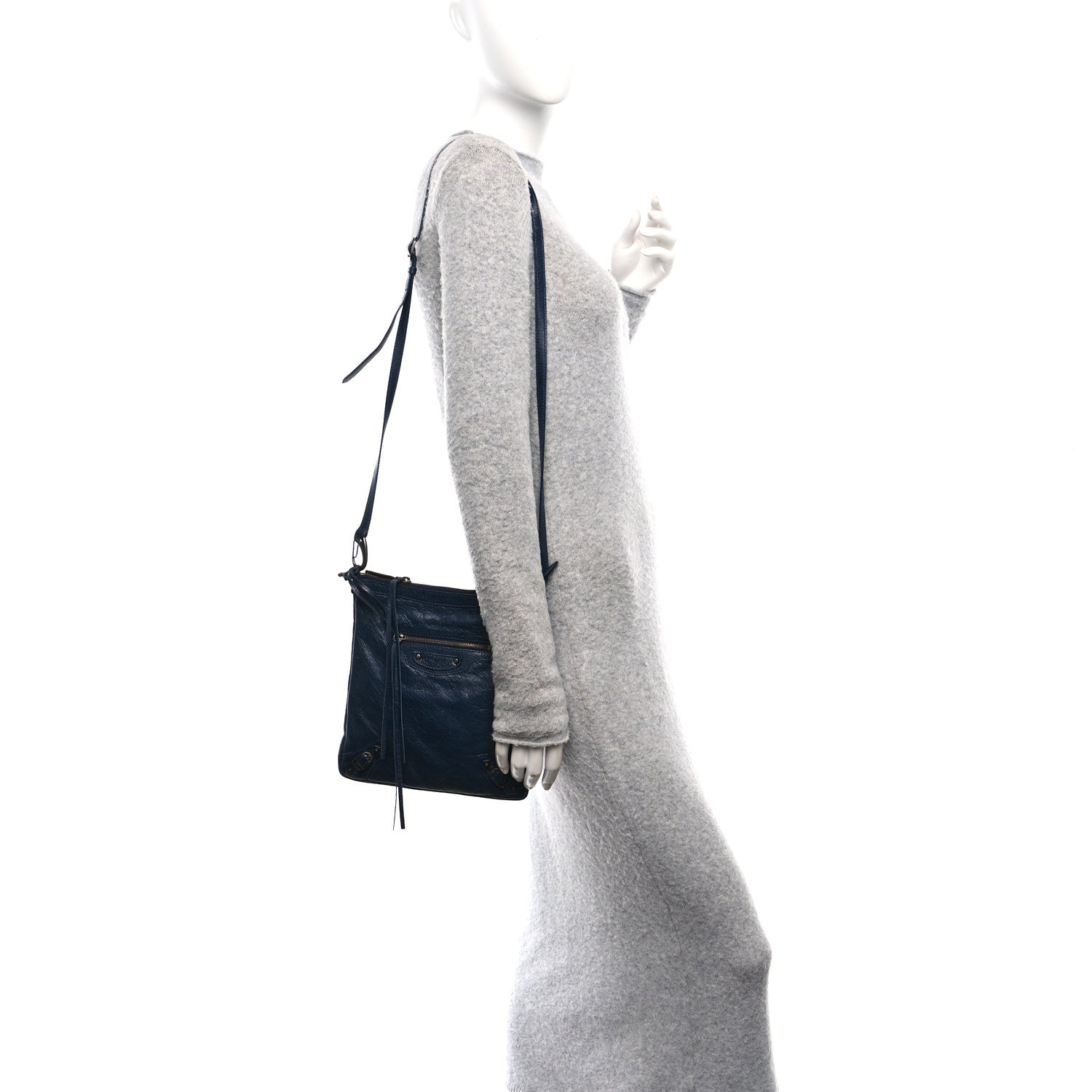 Balenciaga Agneau Classic Hardware Flat Crossbody Bleu Obscur 5 of 37