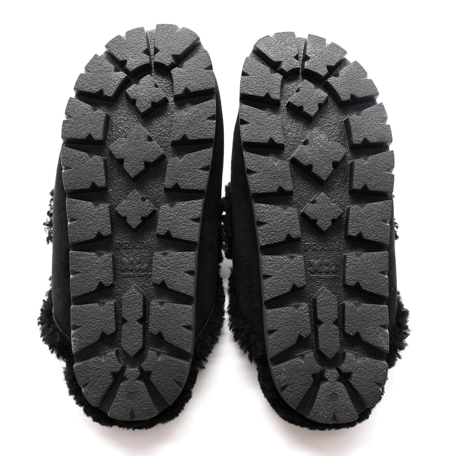 Prada Shearling Metal Triangle Logo 20mm Slippers 37 Black 5 of 8