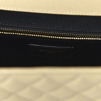 Saint Laurent Grain De Poudre Large Tri-Quilt Monogram Satchel Nude Powder 8 of 9
