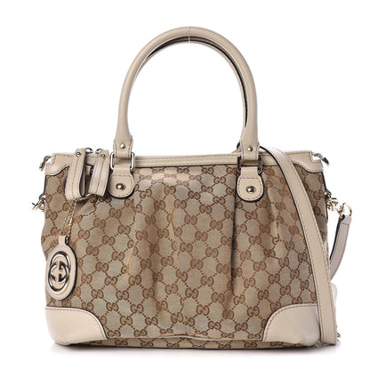 Gucci Monogram Margaux Calfskin Medium Sukey Top Handle Bag Beige Ebony Mystic White 1 of 14