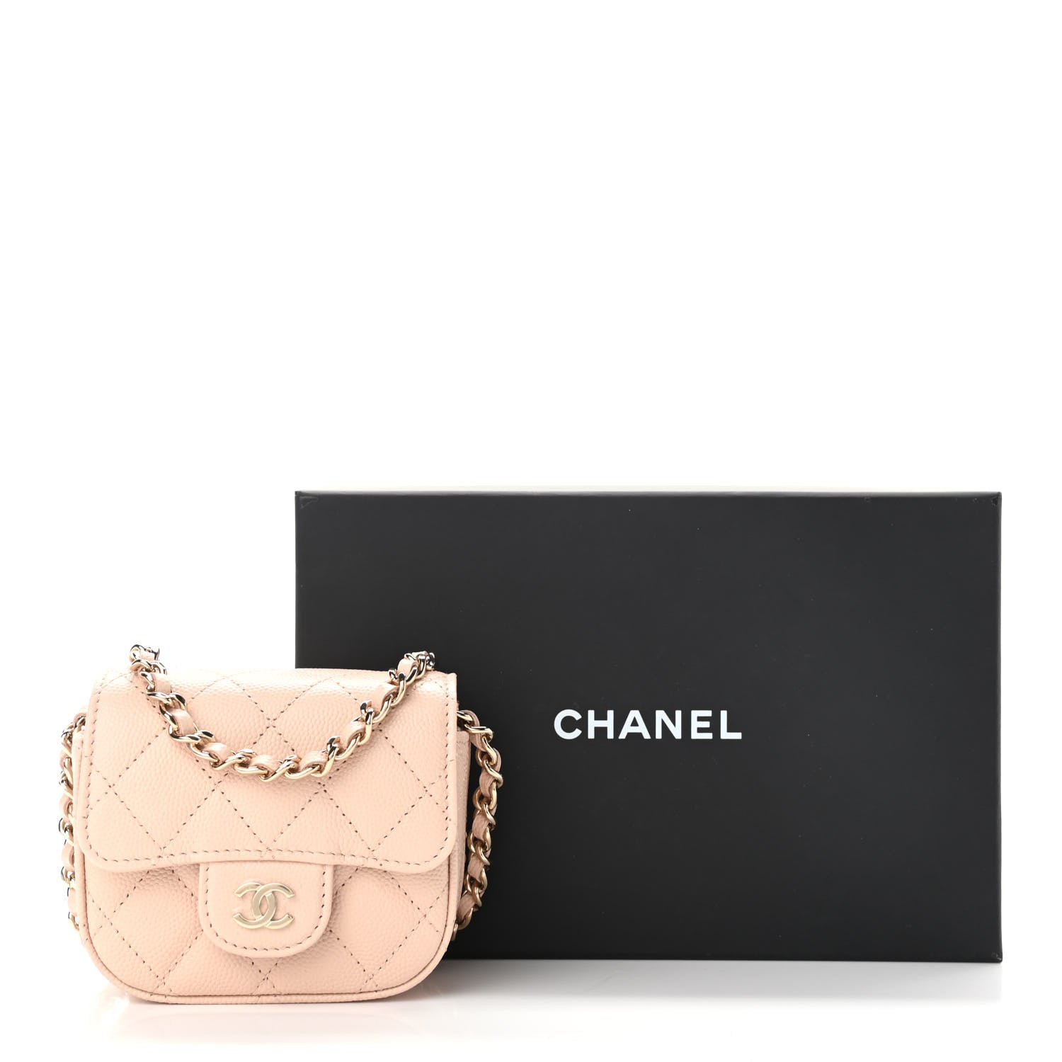 Chanel Caviar Quilted Mini Clutch With Chain Light Beige 12 of 12