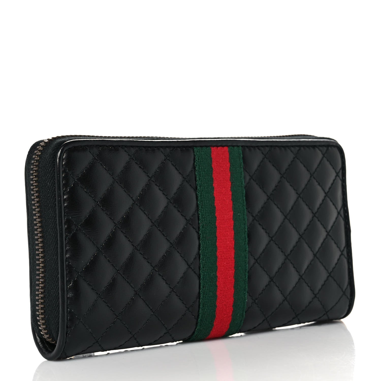 Gucci Calfskin Web Trapuntata GG Zip Around Wallet Black 3 of 9