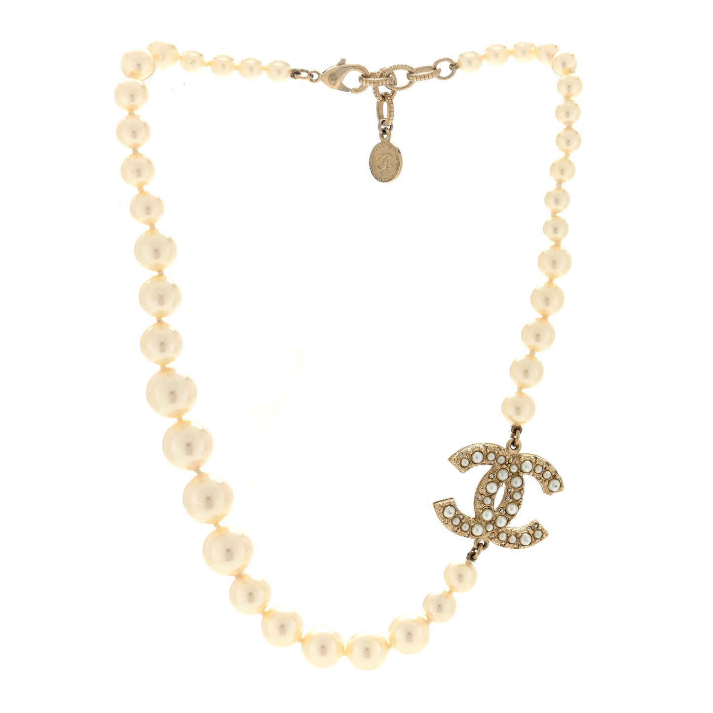Pearl CC 100th Anniversary Necklace Light Gold