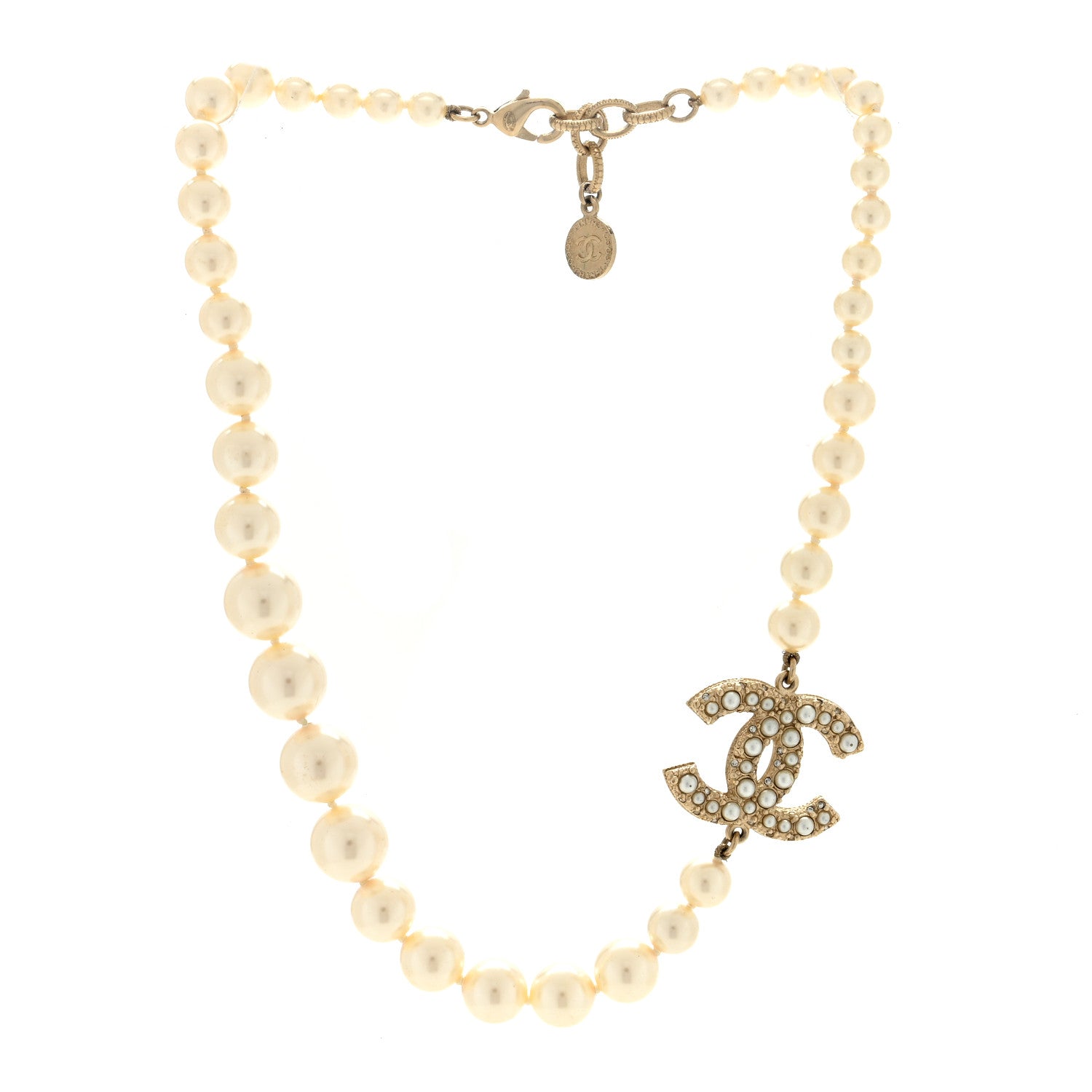 Chanel Pearl CC 100th Anniversary Necklace Light Gold 3 of 5