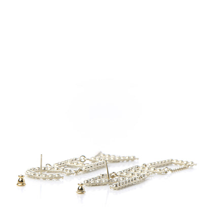 Chanel Crystal Cha-Nel Logo Drop Earrings Gold 3 of 5