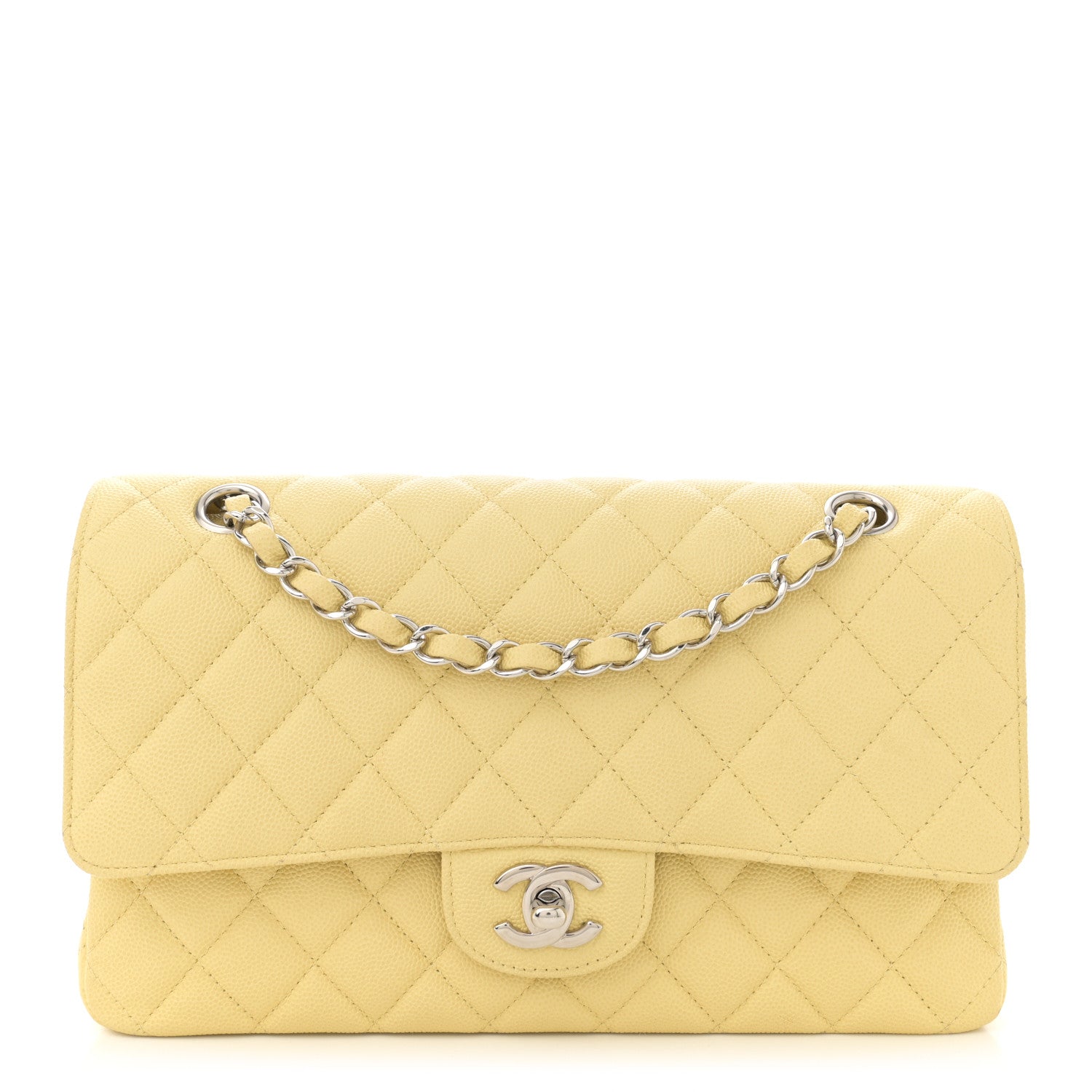 Chanel Caviar Quilted Medium Double Flap Light Yellow 1 of 12