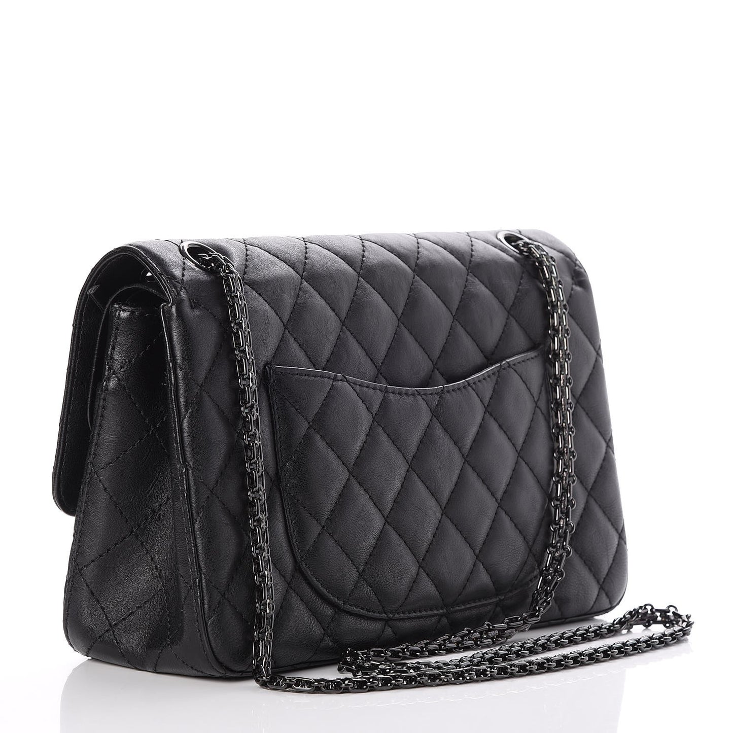 Crumpled Calfskin Quilted 2.55 Reissue 226 Flap So Black