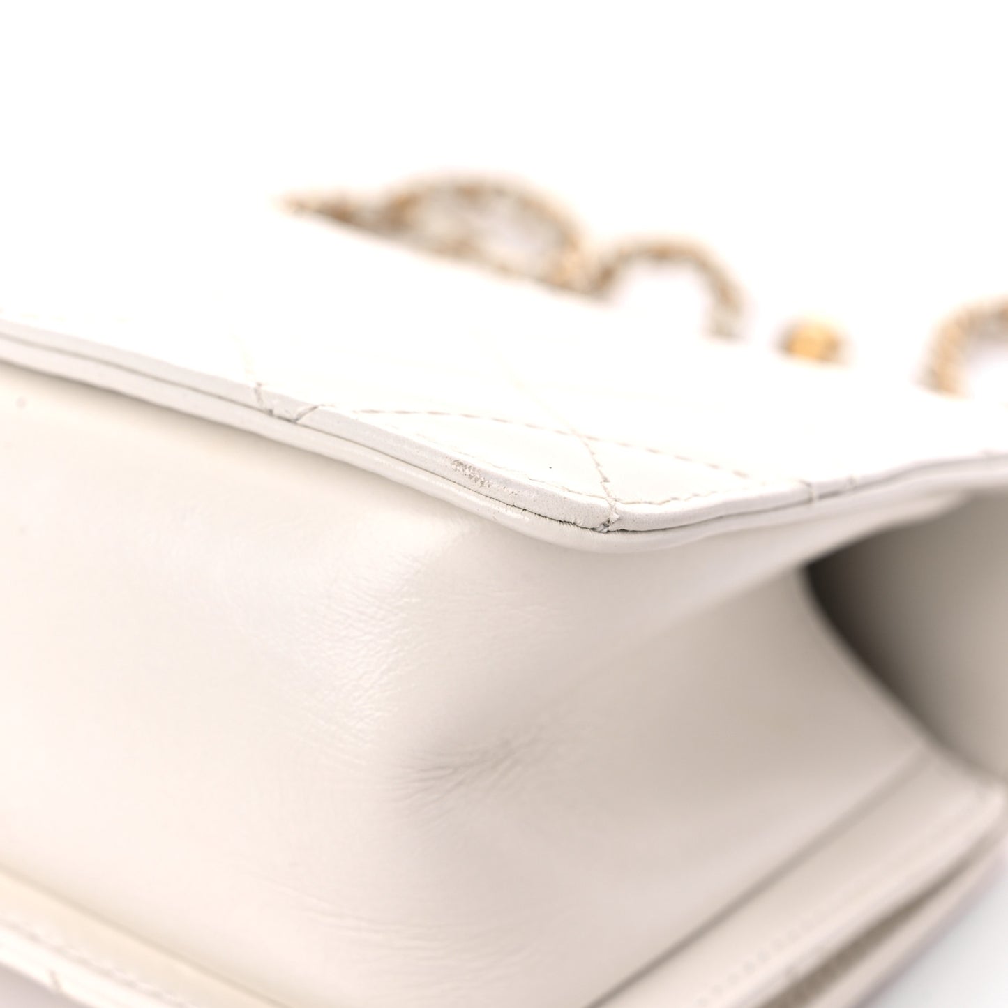 Calfskin Quilted Mini Perfect Fit Flap White