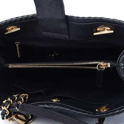 Chanel Wrinkled Lambskin Chevron Quilted Surpique Tote Black 5 of 10