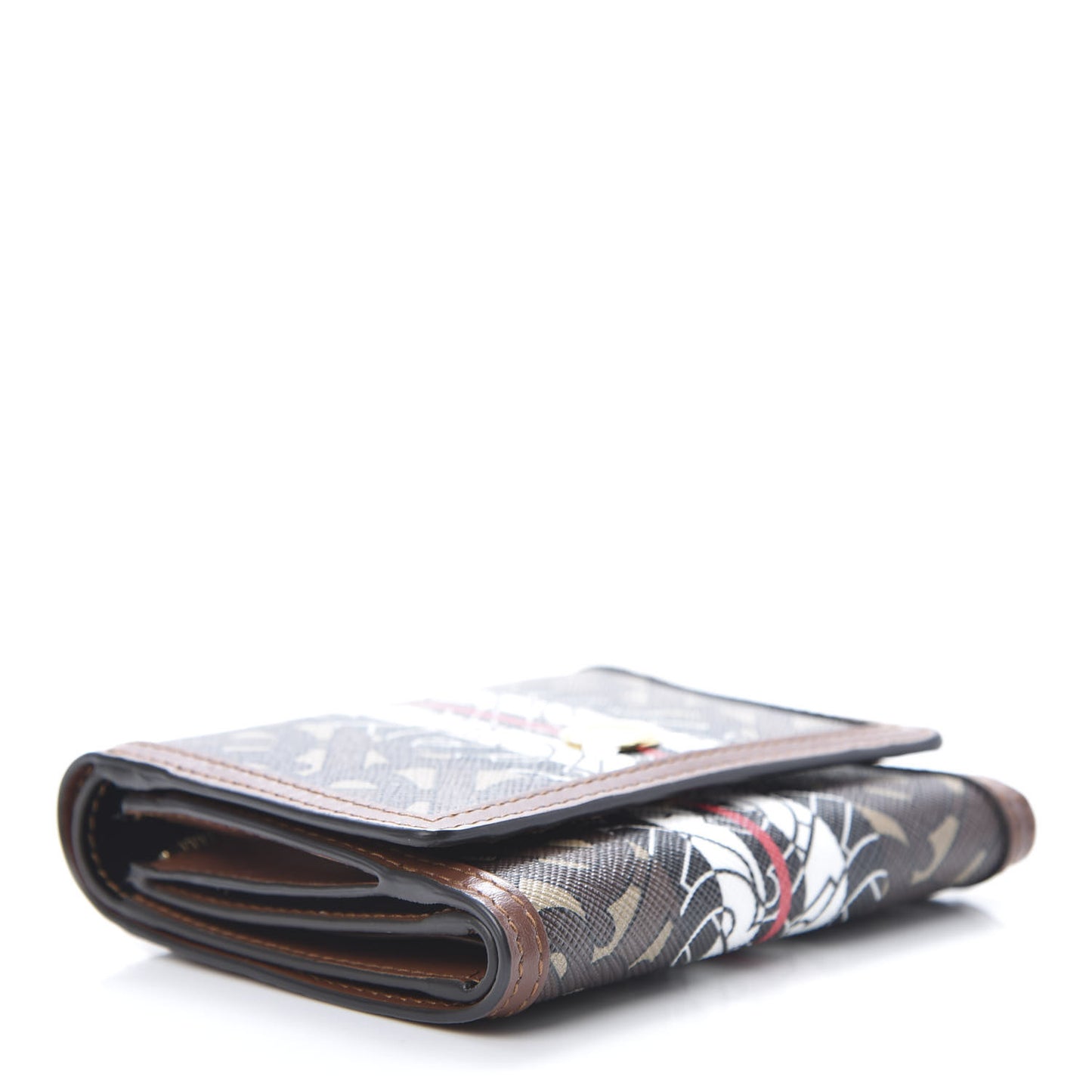 E-Canvas Monogram Stripe Small Lancaster Folding Wallet Bridle Brown
