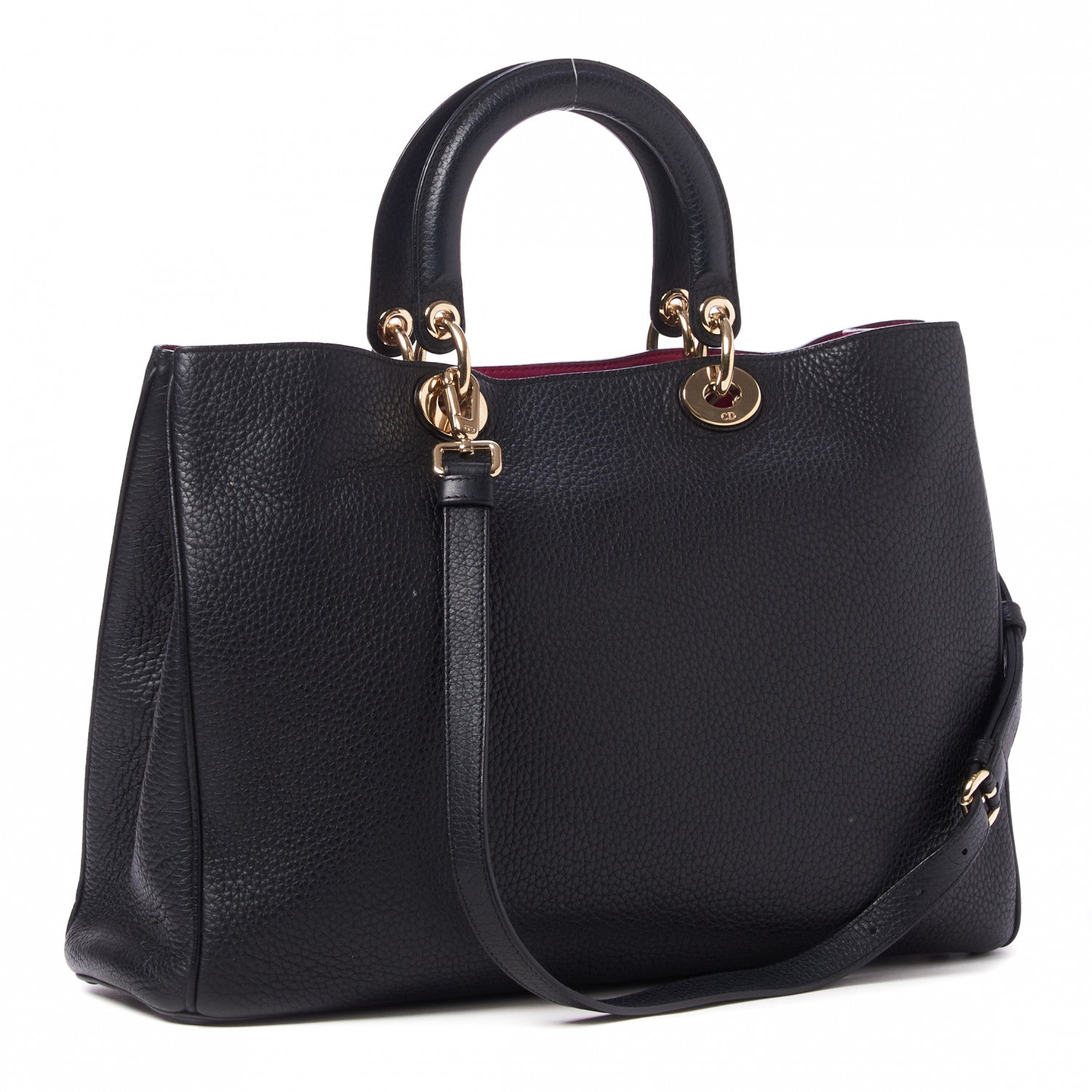 Christian Dior Smooth Calfskin Large Diorissimo Tote Black Rose Indien 3 of 11