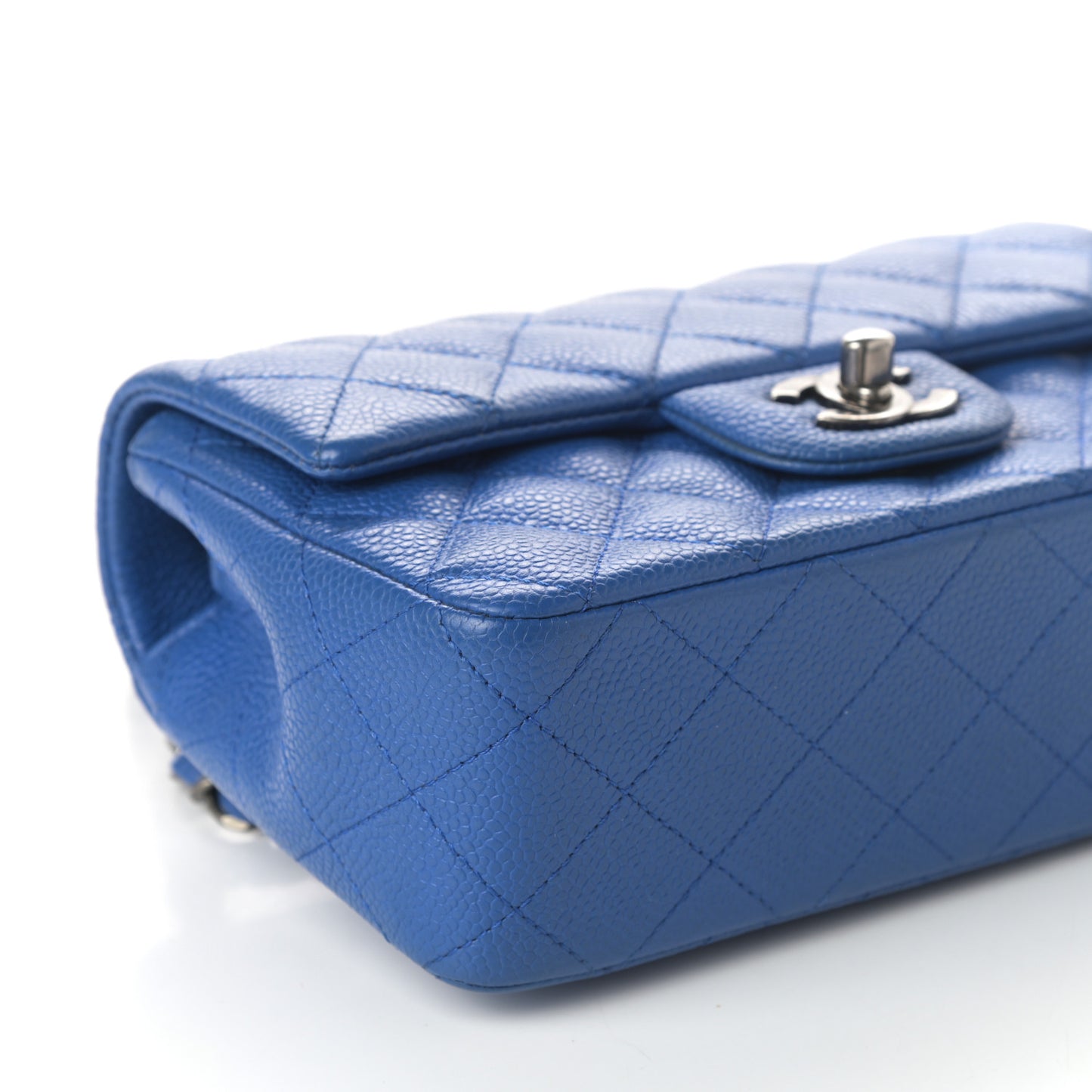 Caviar Quilted Mini Rectangular Flap Blue