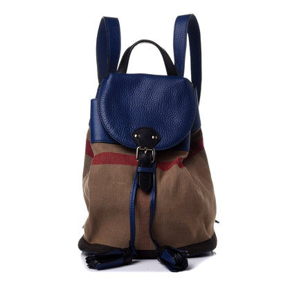 Burberry Grainy Calfskin Jute Mega Check Girls Mini Backpack Blue 1 of 11
