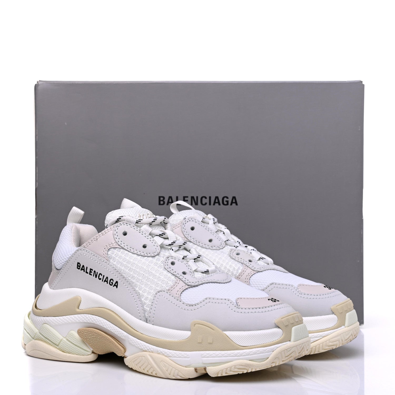 Balenciaga Fabric Mesh Womens Triple S Sneakers 38 White 11 of 11