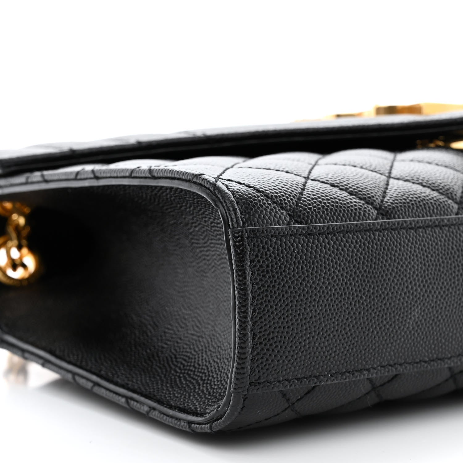 Saint Laurent Grain De Poudre Textured Mixed Matelasse Triquilt Medium Monogram Satchel Black 9 of 10